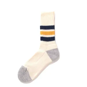 #1 Best Seller: RoToTo Coarse Ribbed Oldschool Crew Socks Navy / Yellow  Last Few Pieces!