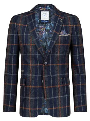 A Fish Named Fred Check Sports Jacket Navy/Orange