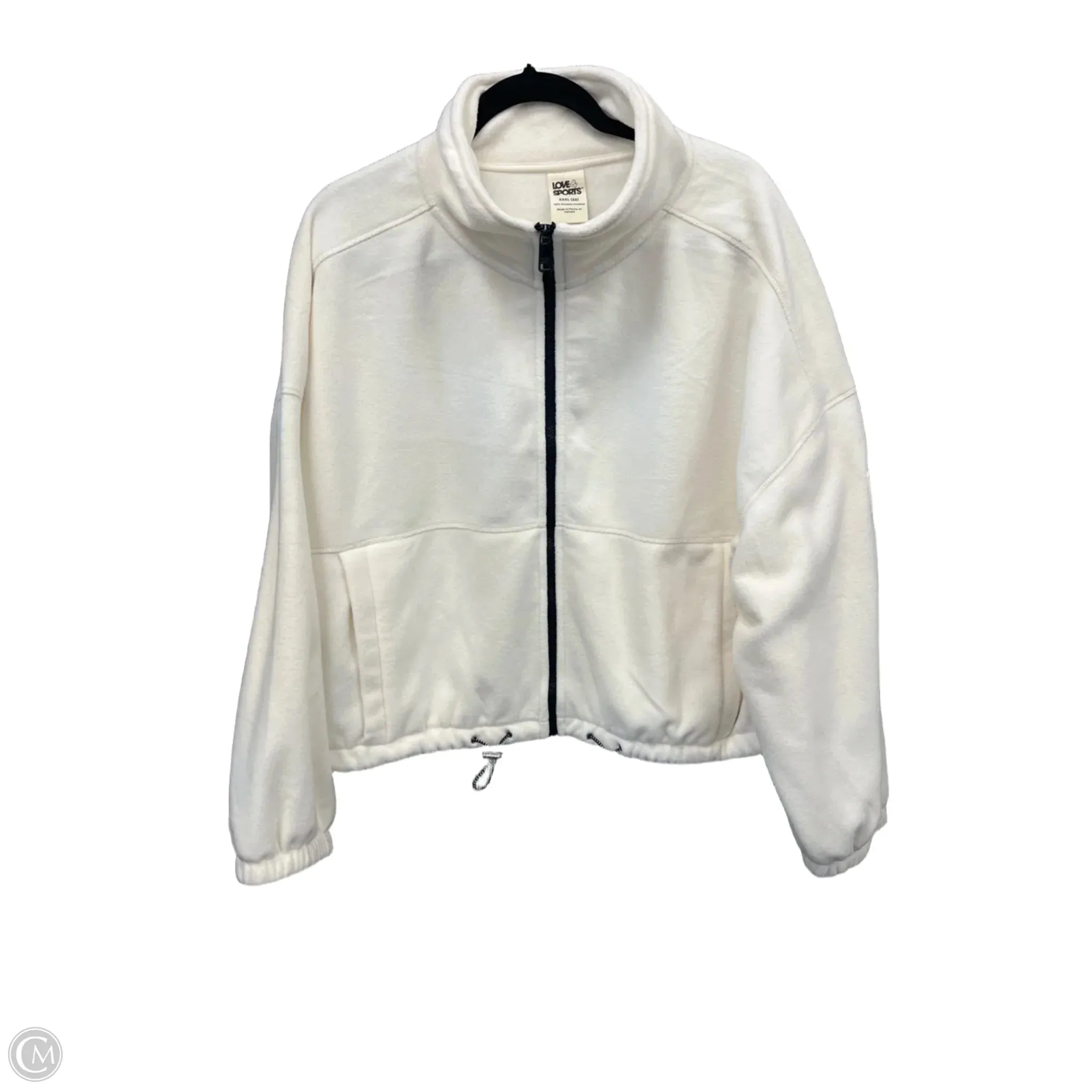 Athletic Jacket By Love & Sports In White, Size: 3x