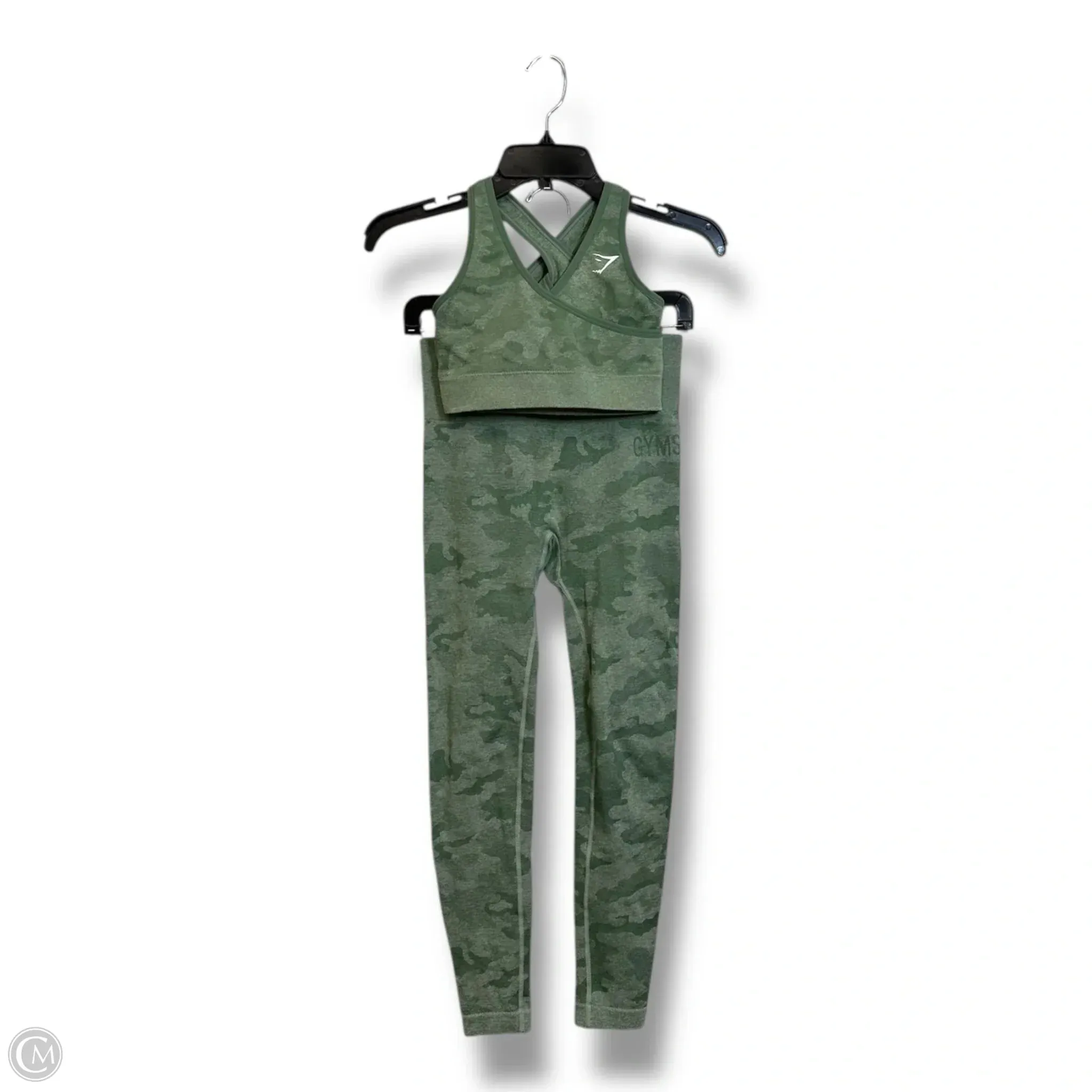 Athletic Pants & sports bra 2pc By Gym Shark In Camouflage Print, Size: S