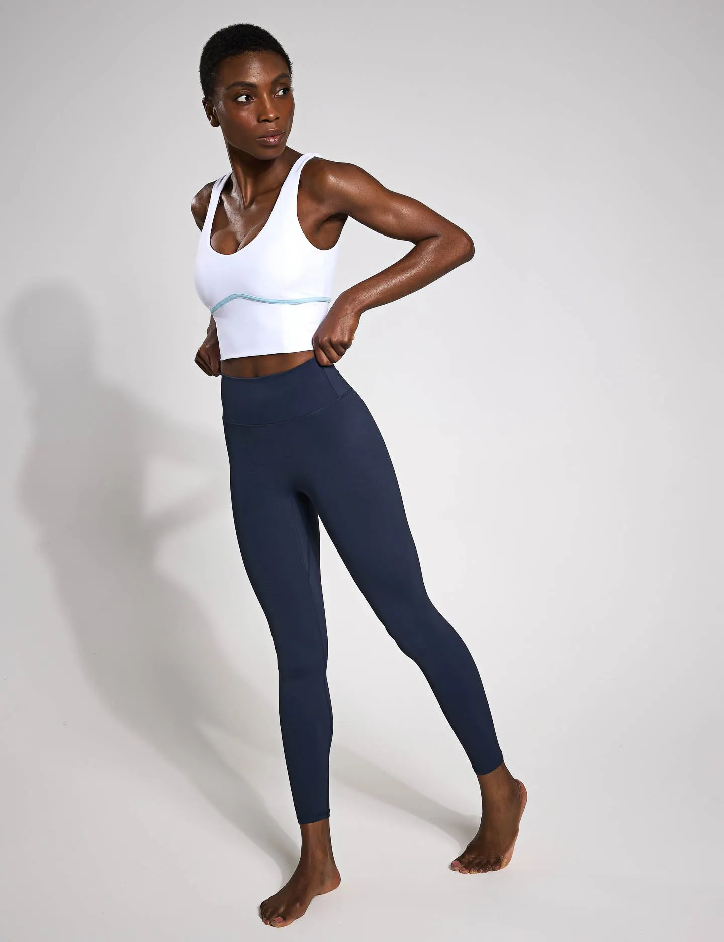 Ava Sports Bra - White/Light Blue