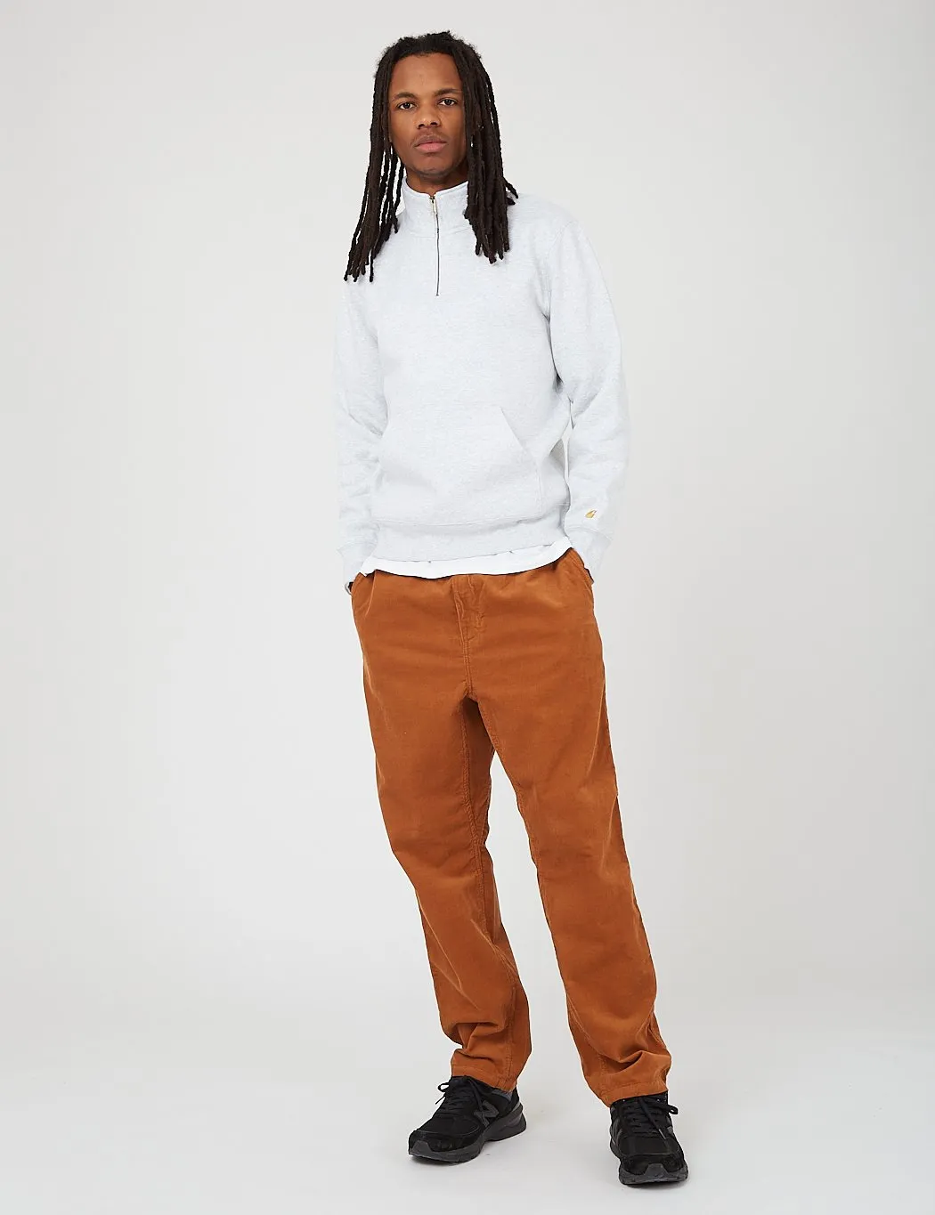 Bestseller Carhartt-WIP Chase Neck Zip Sweatshirt - Grey Heather/Gold  Last Few Pieces!