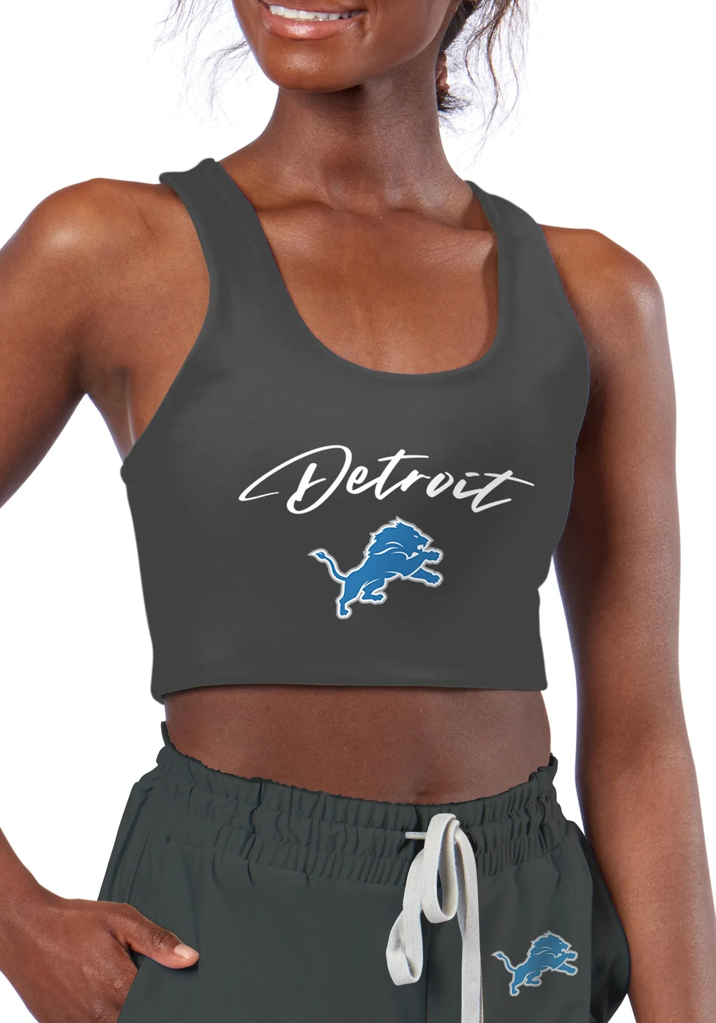 Certo By Northwest NFL Women's Detroit Lions Collective Reversible Bra, Charcoal