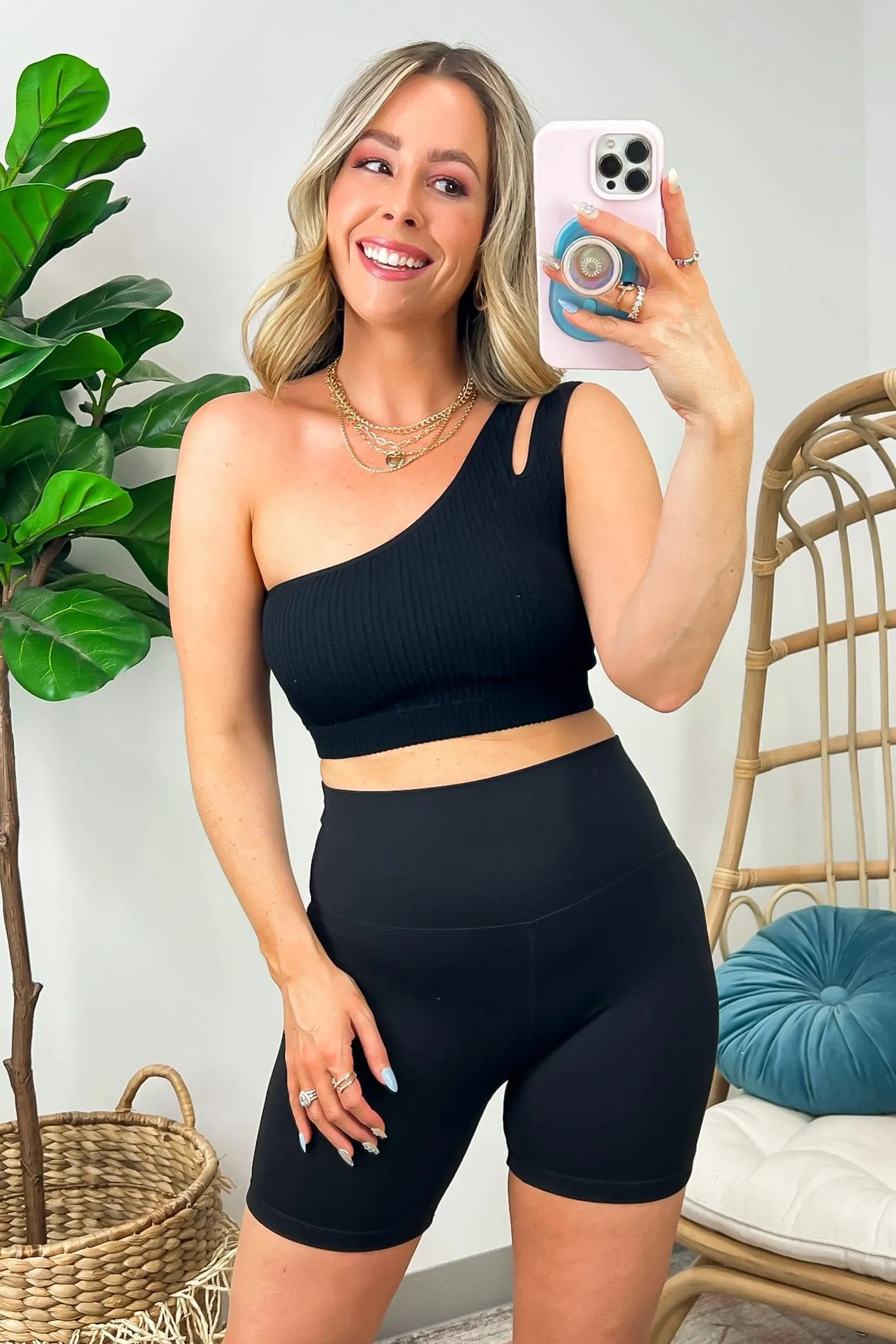 Cesilie Seamless Double Strap One Shoulder Sports Bra - FINAL SALE