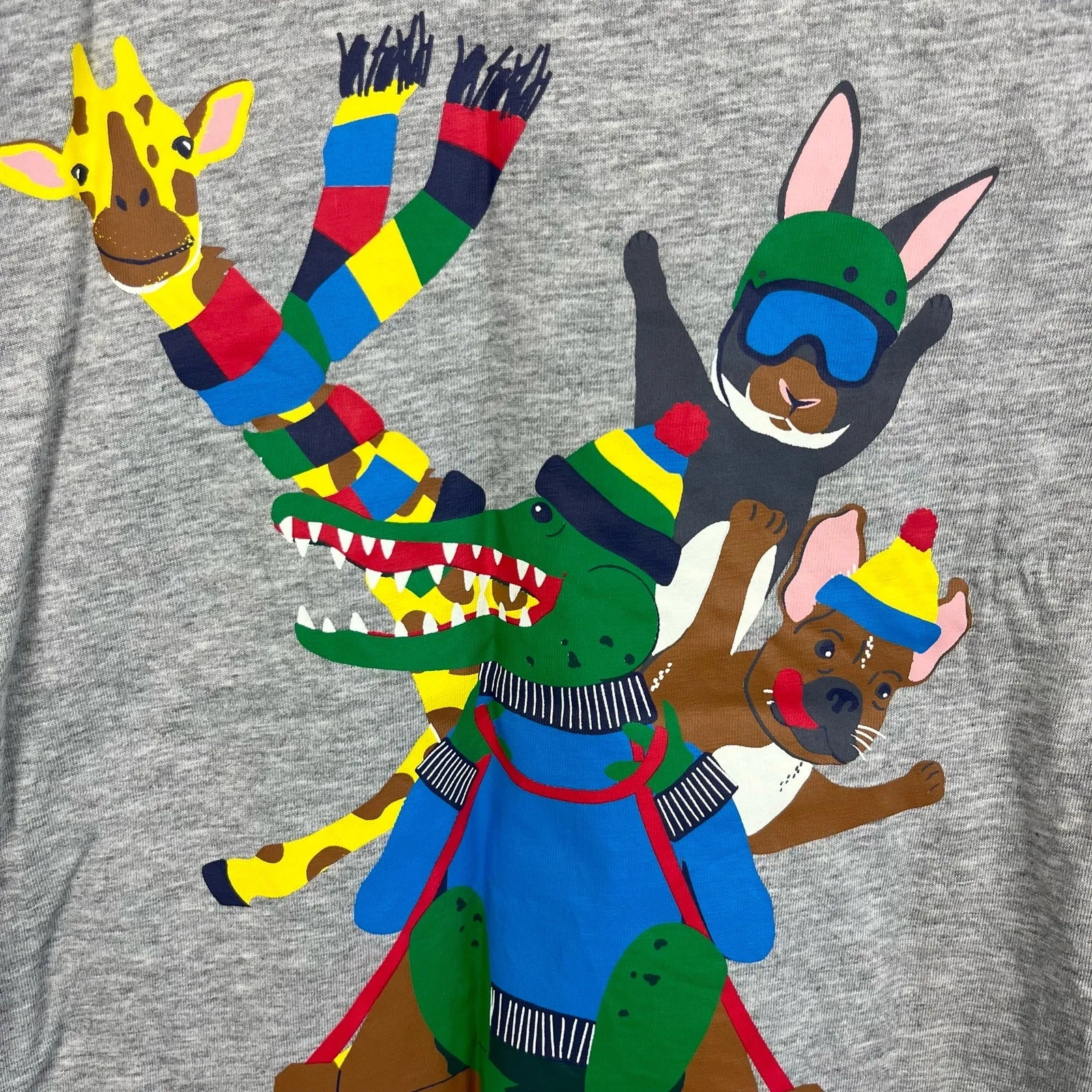 Clearance Price Mini Boden Animal Snow Sports T-shirt Grey Marl Sledge Animals 6-7 NWOT  Today Only!