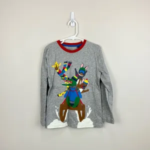Clearance Price Mini Boden Animal Snow Sports T-shirt Grey Marl Sledge Animals 6-7 NWOT  Today Only!