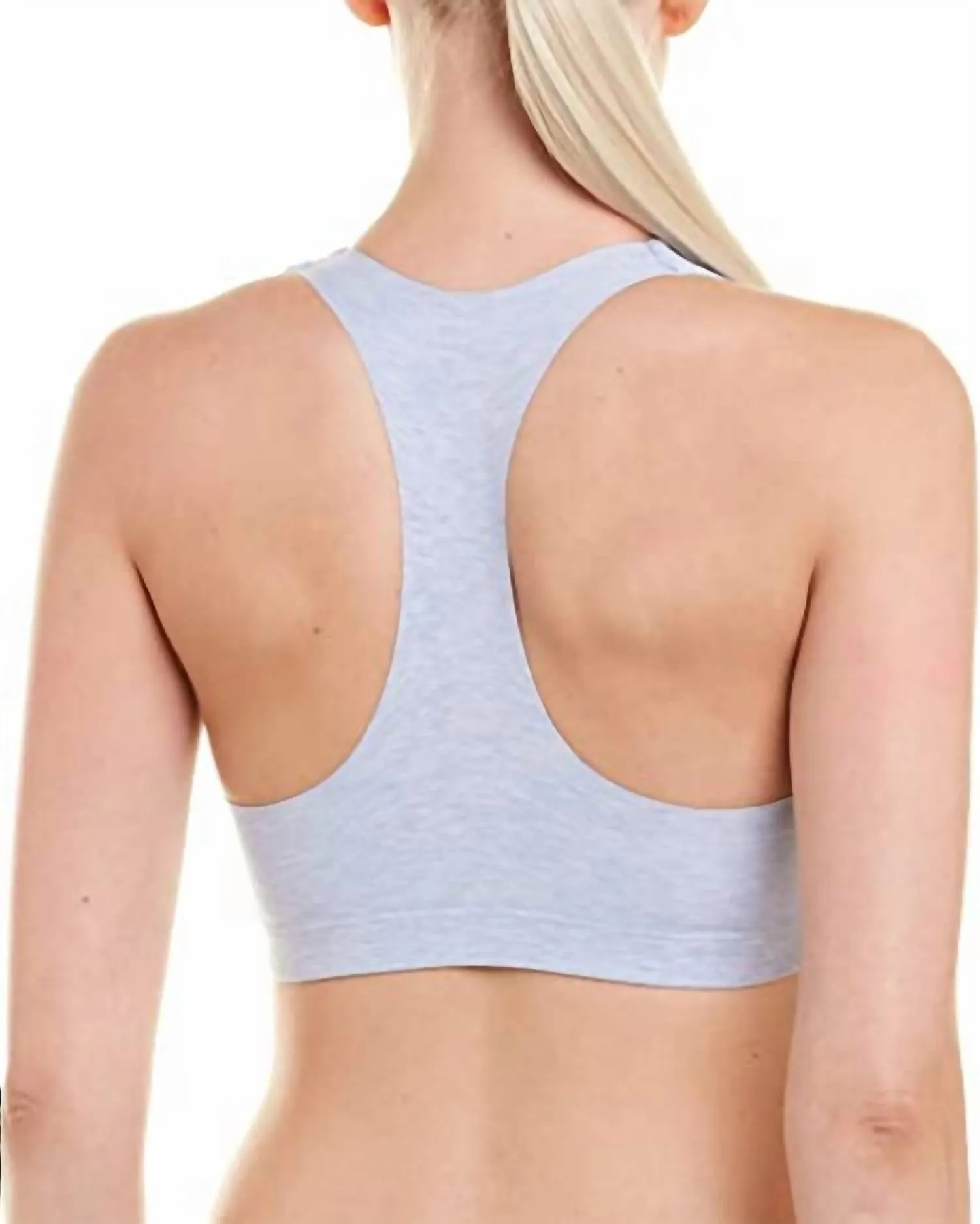 Cotton Racerback Bralette In Heathered Cloud