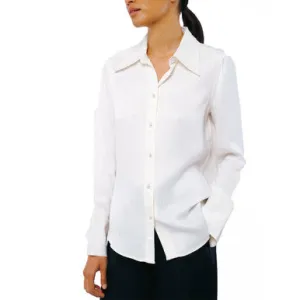 Editors Choice Jacque Collared Button Down Satin Top  Almost Gone!