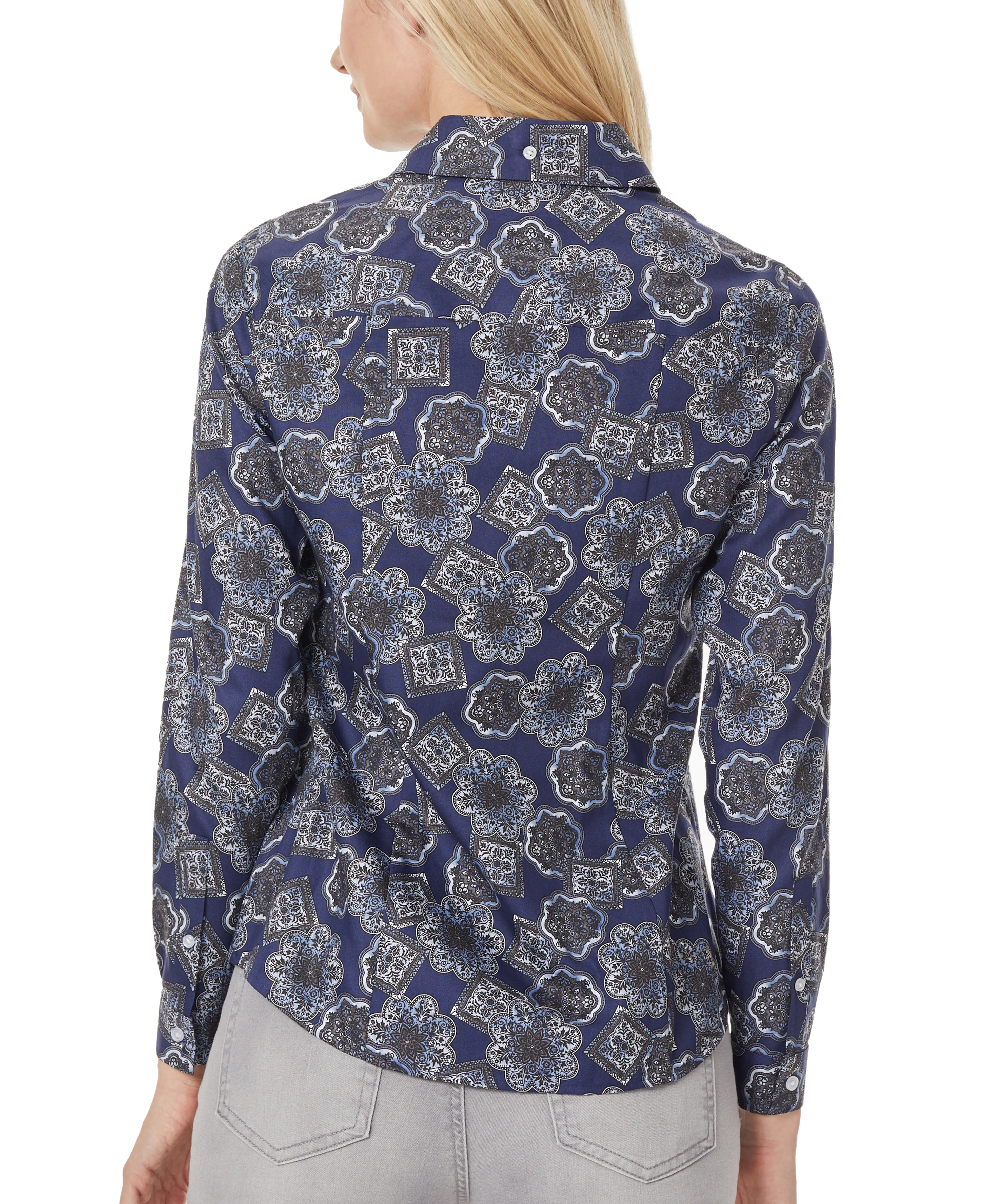 Hot Deal Button Down Navy Blouse  Stylish & Comfortable