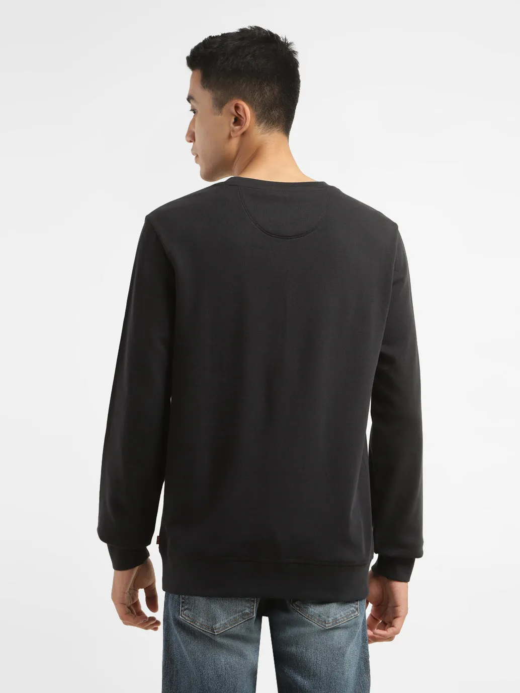 Men's Alphanumeric Black Crew Neck Sweatshirt LEVI'S
