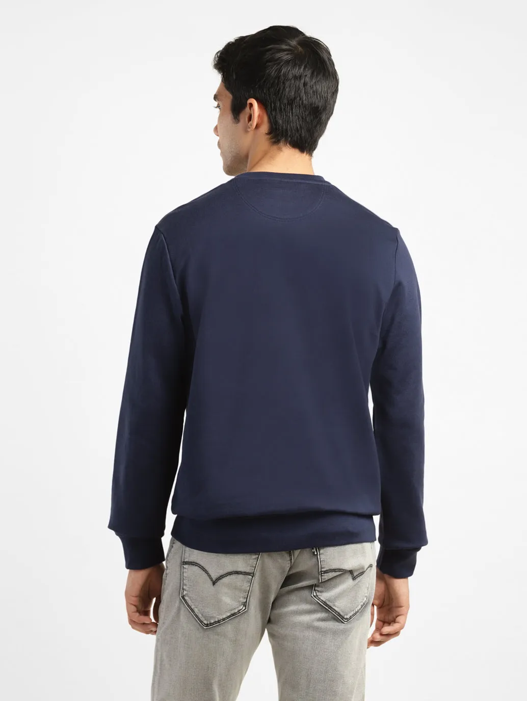 Men's Brand Logo Blue Crew Neck Sweatshirt LEVI'S