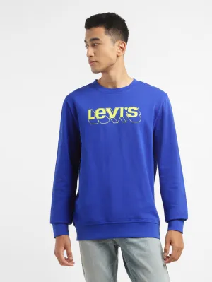 Men's Brand Logo Blue Crew Neck Sweatshirt LEVI'S