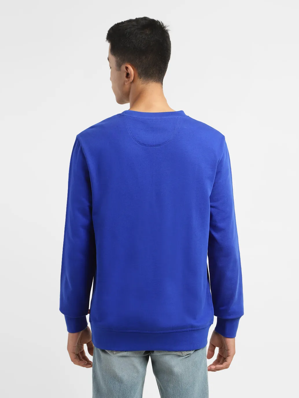 Men's Brand Logo Blue Crew Neck Sweatshirt LEVI'S