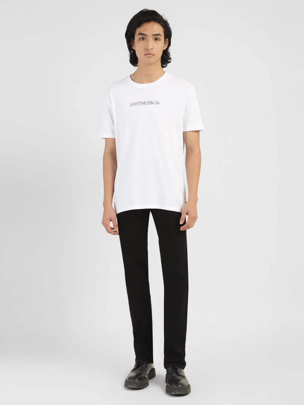 Men's Brand Logo Crew Neck T-shirt White LEVI'S