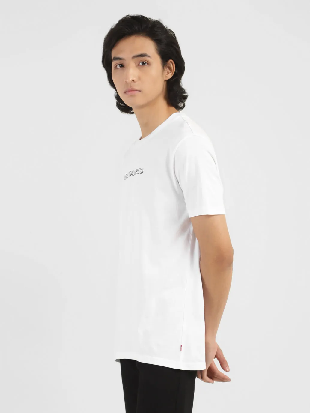 Men's Brand Logo Crew Neck T-shirt White LEVI'S