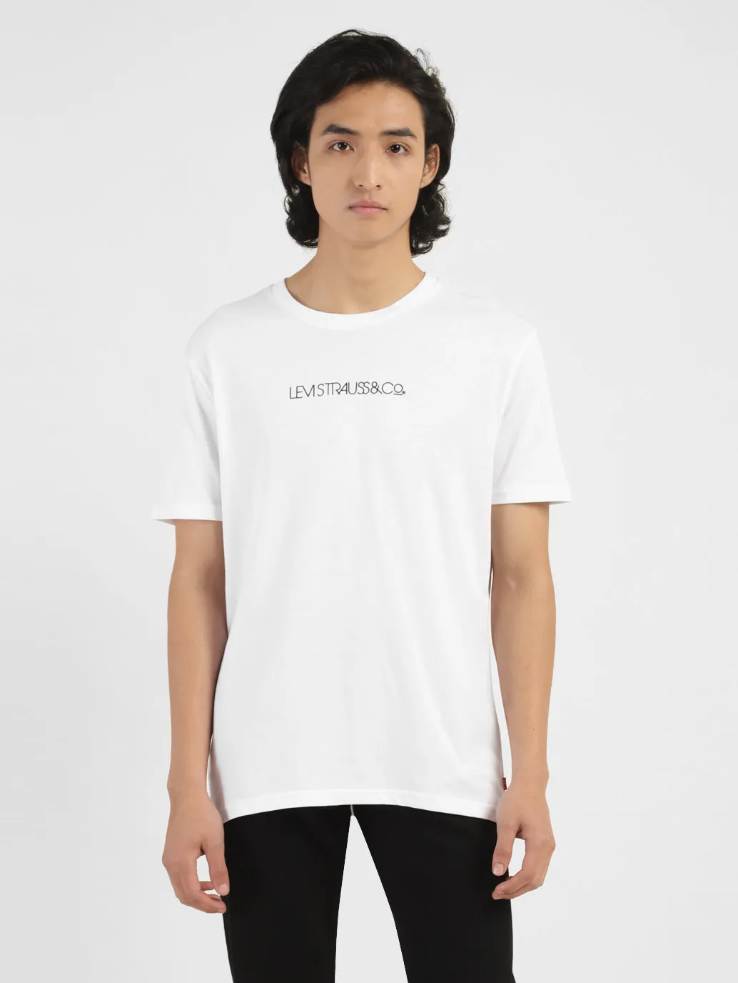 Men's Brand Logo Crew Neck T-shirt White LEVI'S