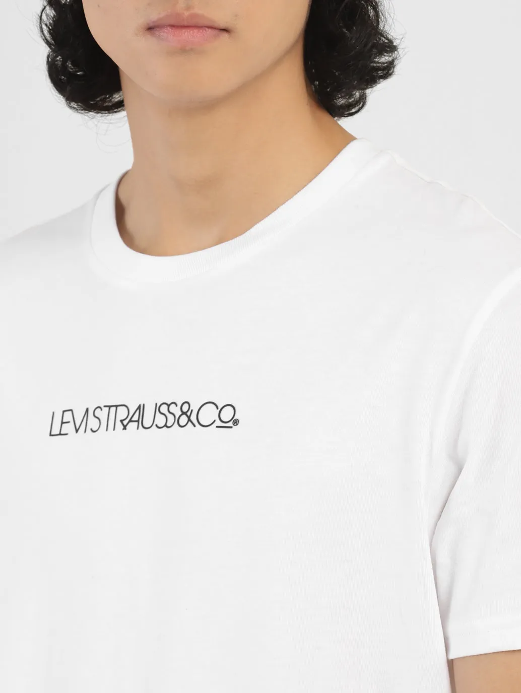 Men's Brand Logo Crew Neck T-shirt White LEVI'S