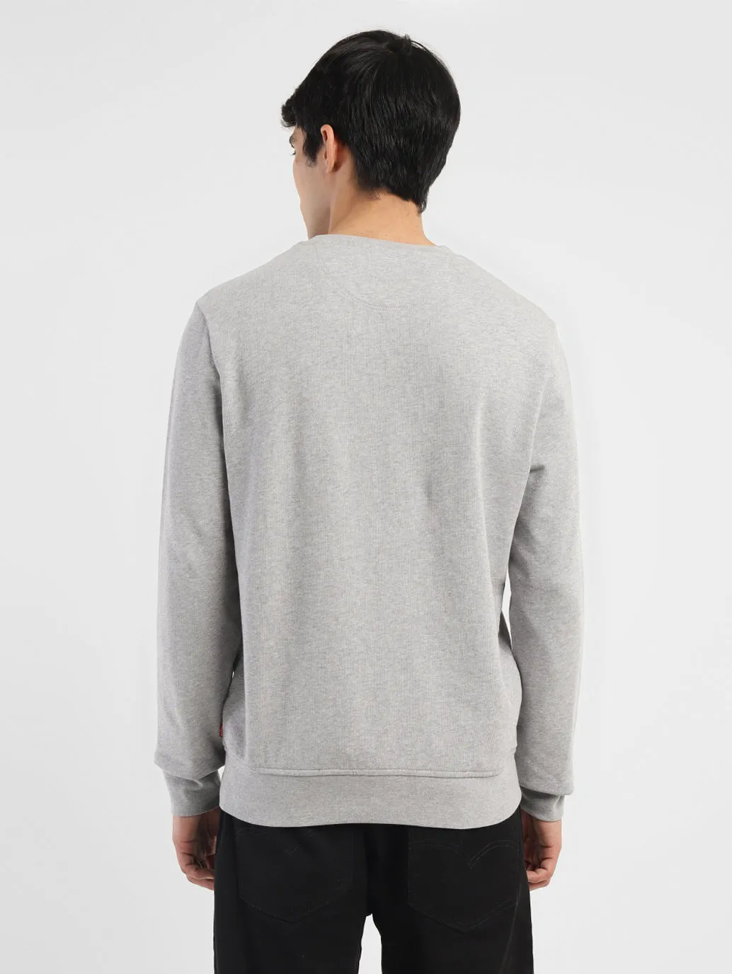 Men's Brand Logo Grey Crew Neck Sweatshirt LEVI'S