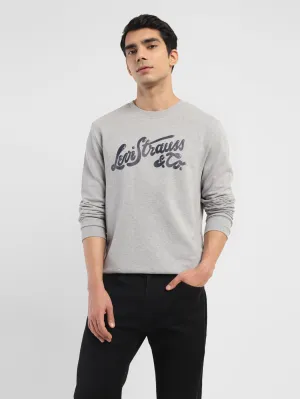 Men's Brand Logo Grey Crew Neck Sweatshirt LEVI'S