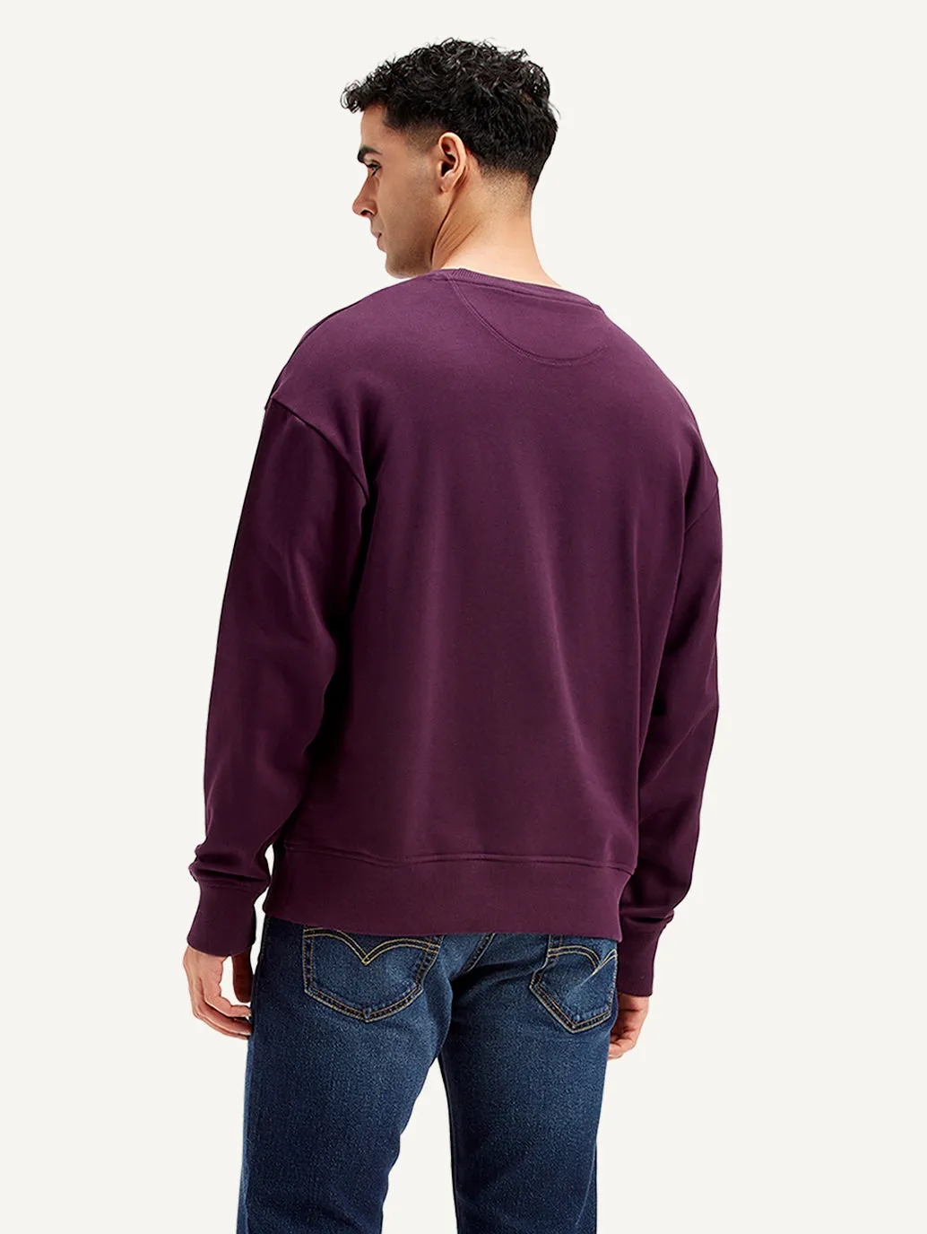 Men's Brand Logo Purple Crew Neck Sweatshirt LEVI'S