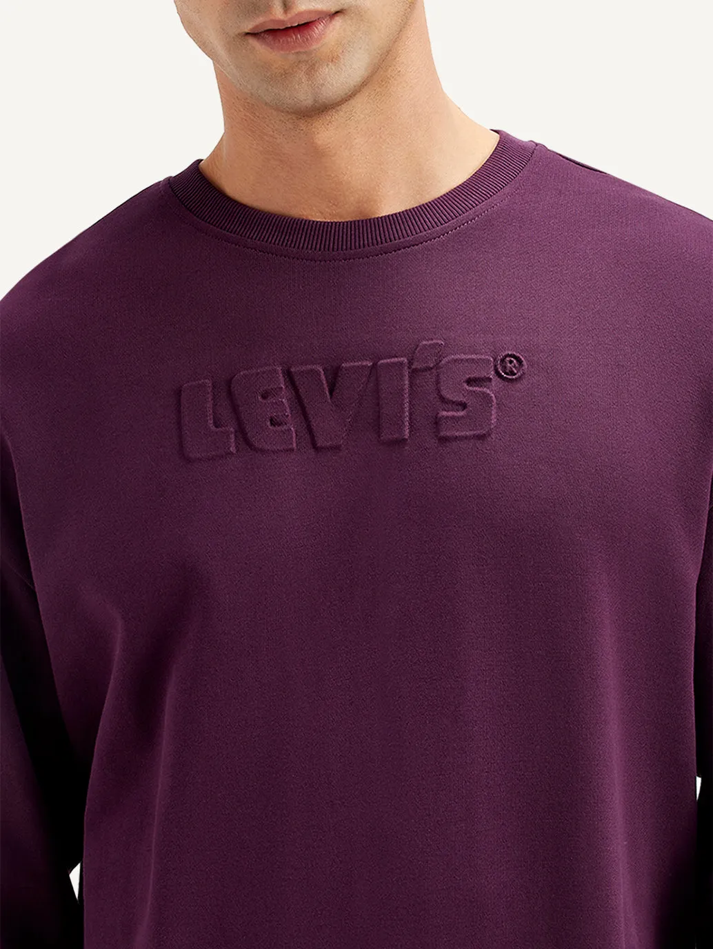 Men's Brand Logo Purple Crew Neck Sweatshirt LEVI'S
