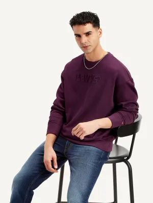 Men's Brand Logo Purple Crew Neck Sweatshirt LEVI'S