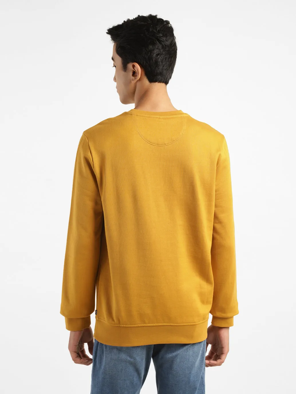 Men's Brand Logo Yellow Crew Neck Sweatshirt LEVI'S