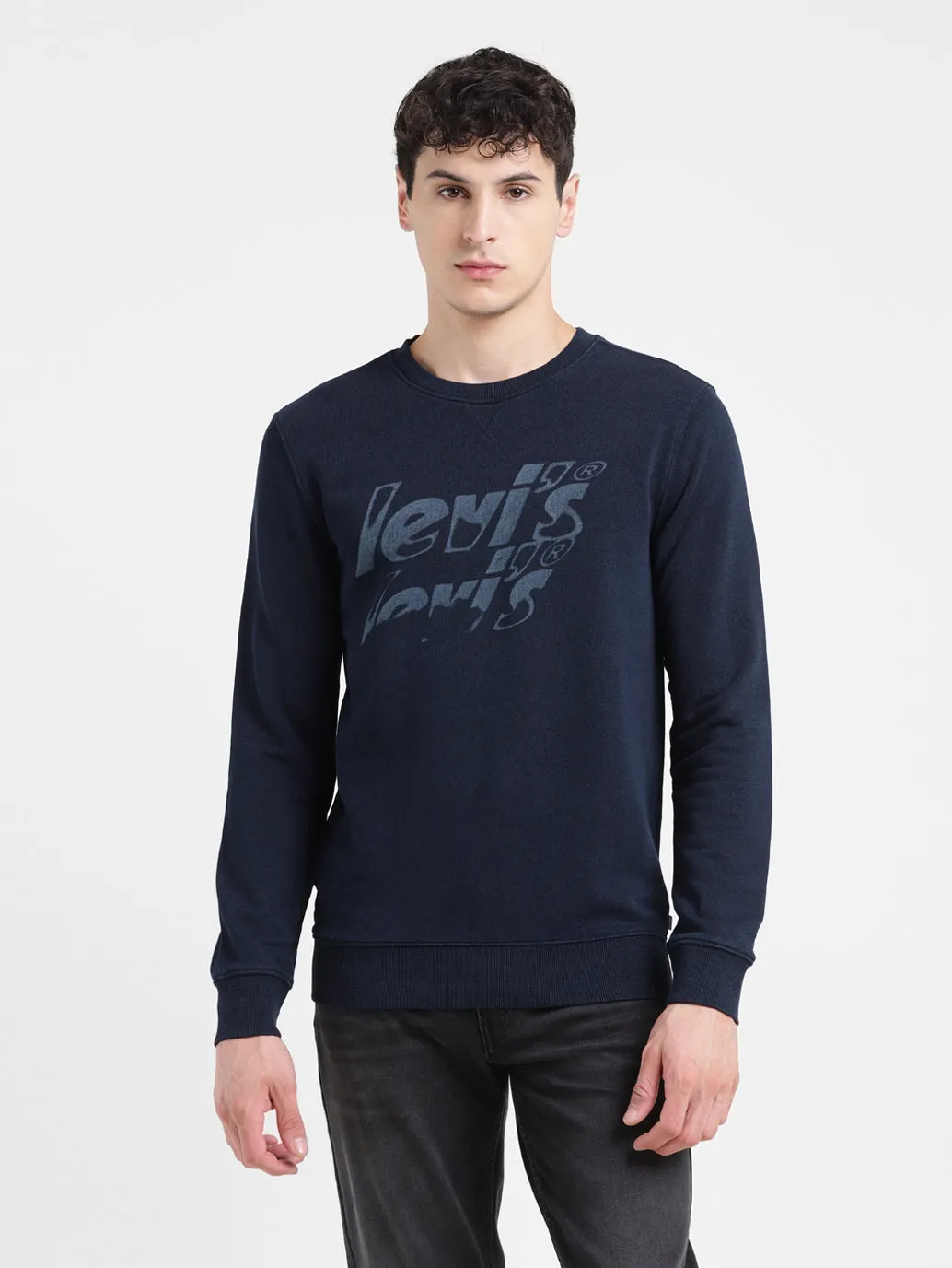 Men's Solid Blue Crew Neck Sweatshirt LEVI'S