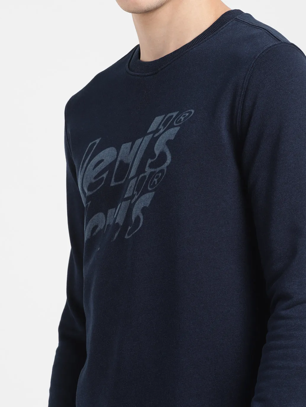 Men's Solid Blue Crew Neck Sweatshirt LEVI'S