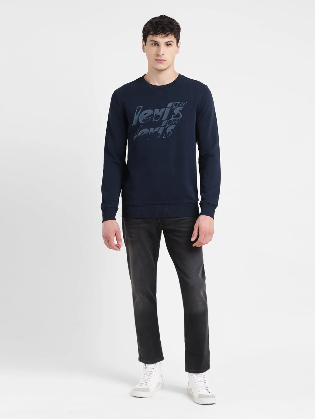 Men's Solid Blue Crew Neck Sweatshirt LEVI'S