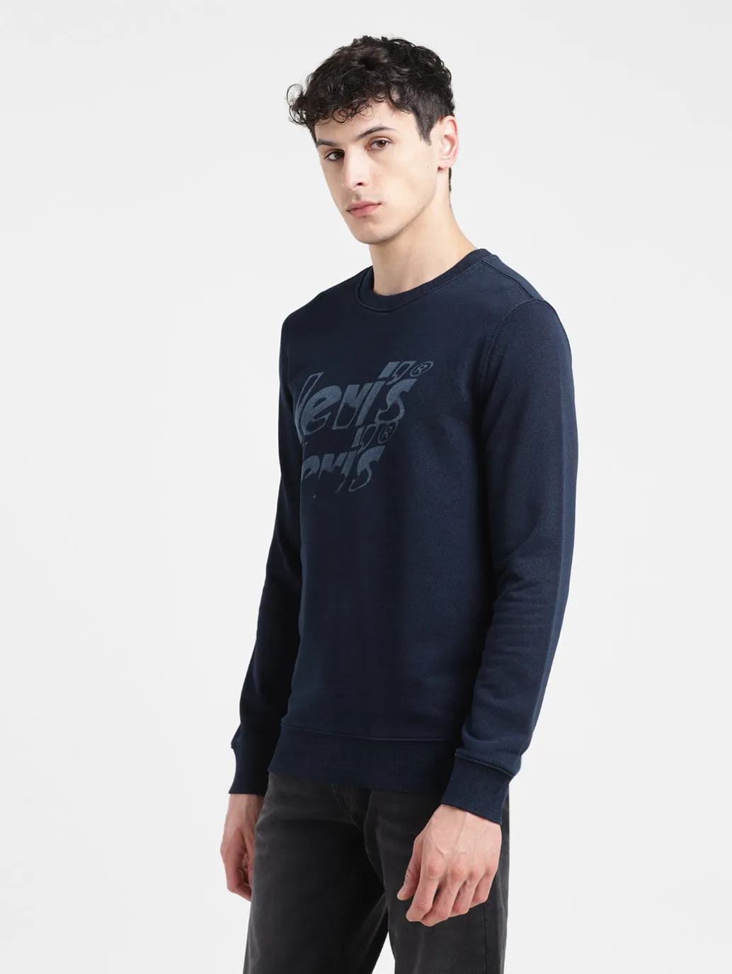 Men's Solid Blue Crew Neck Sweatshirt LEVI'S