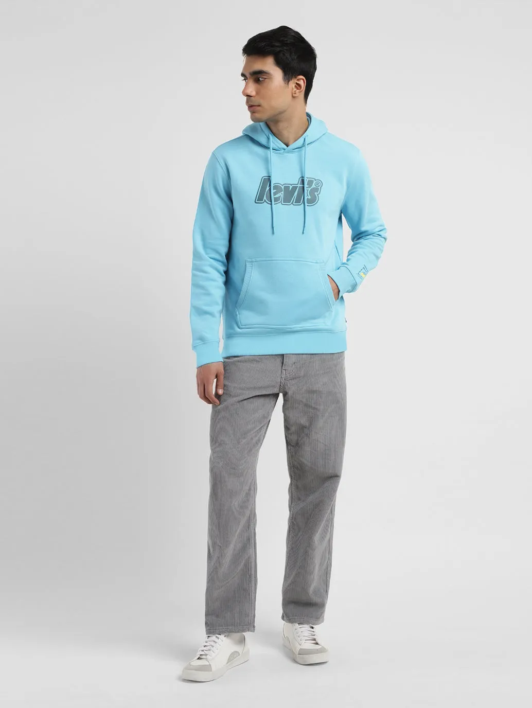Men's Solid Blue Hooded Sweatshirt LEVI'S