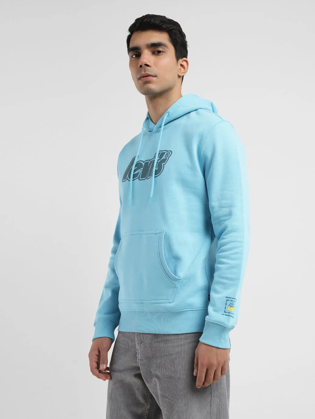 Men's Solid Blue Hooded Sweatshirt LEVI'S