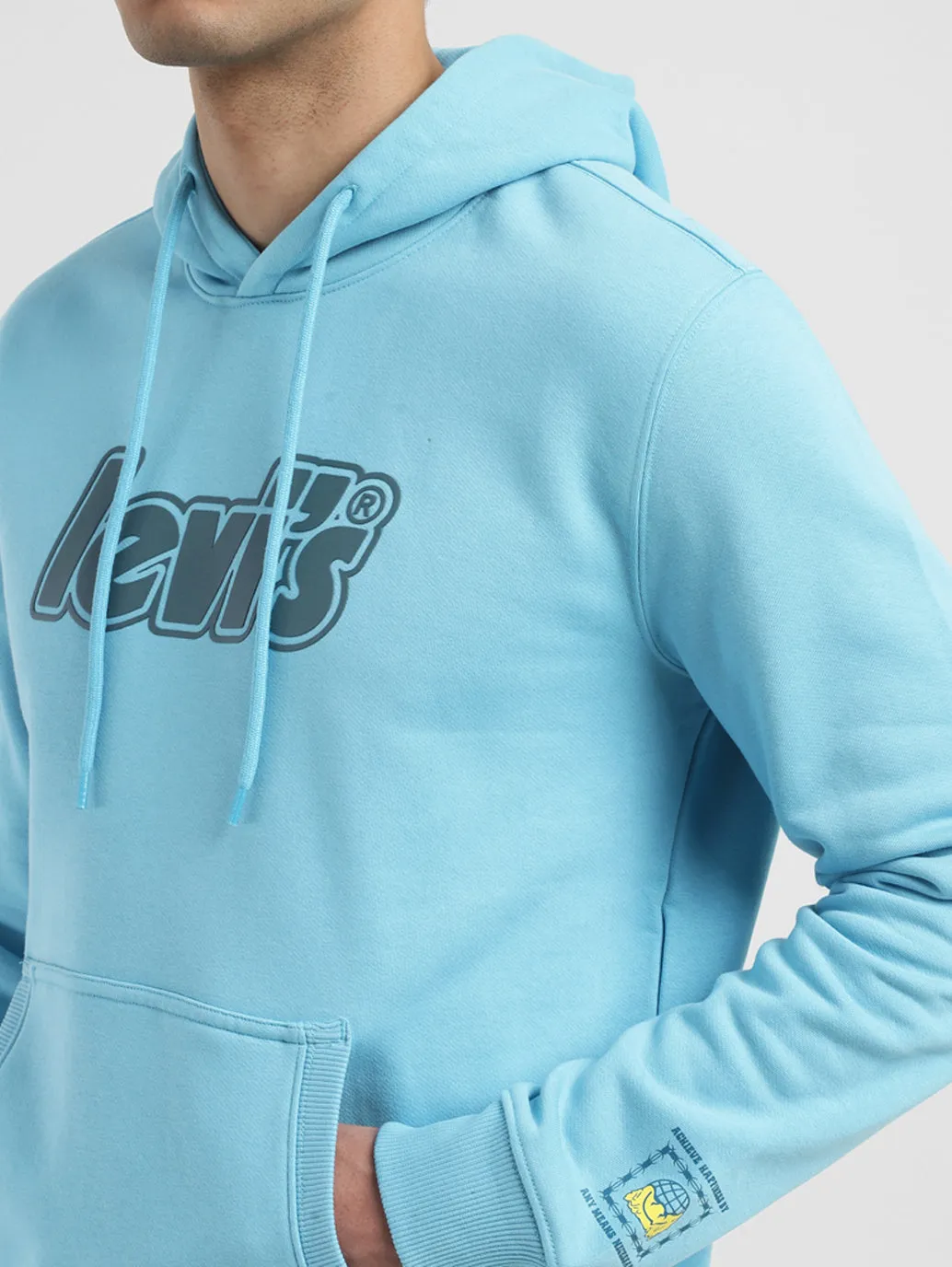 Men's Solid Blue Hooded Sweatshirt LEVI'S