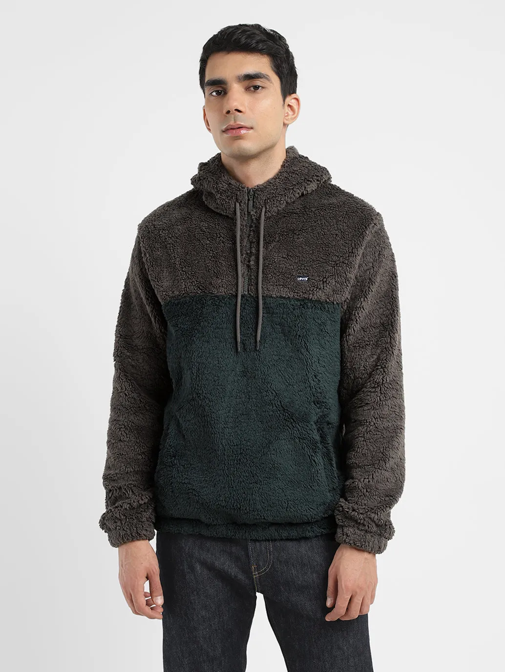 Men's Solid Grey Hooded Sweatshirt LEVI'S