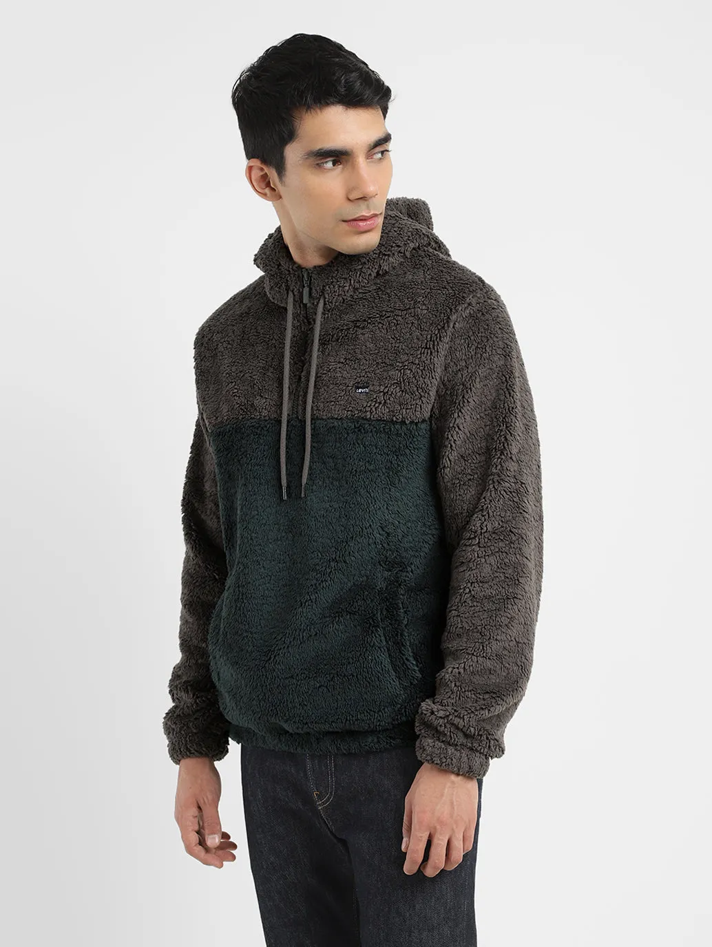Men's Solid Grey Hooded Sweatshirt LEVI'S