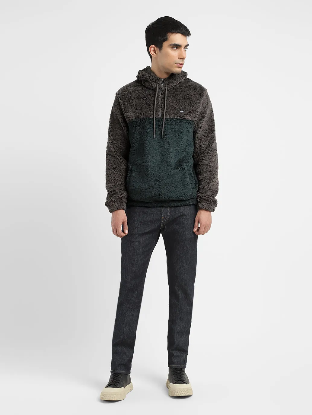 Men's Solid Grey Hooded Sweatshirt LEVI'S