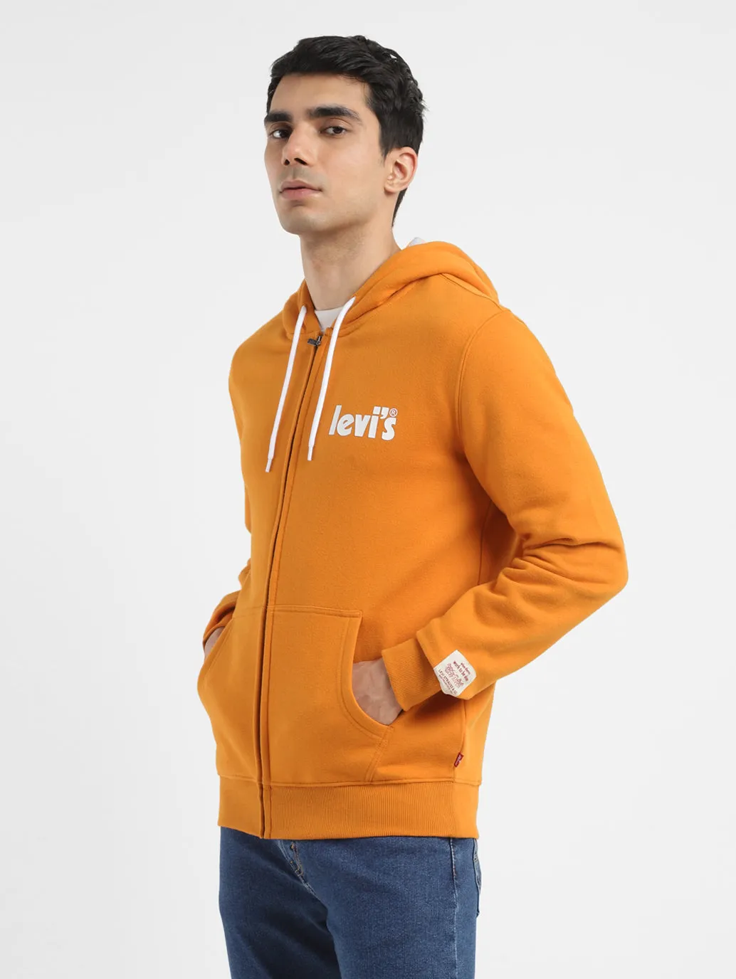 Men's Solid Orange Hooded Sweatshirt LEVI'S