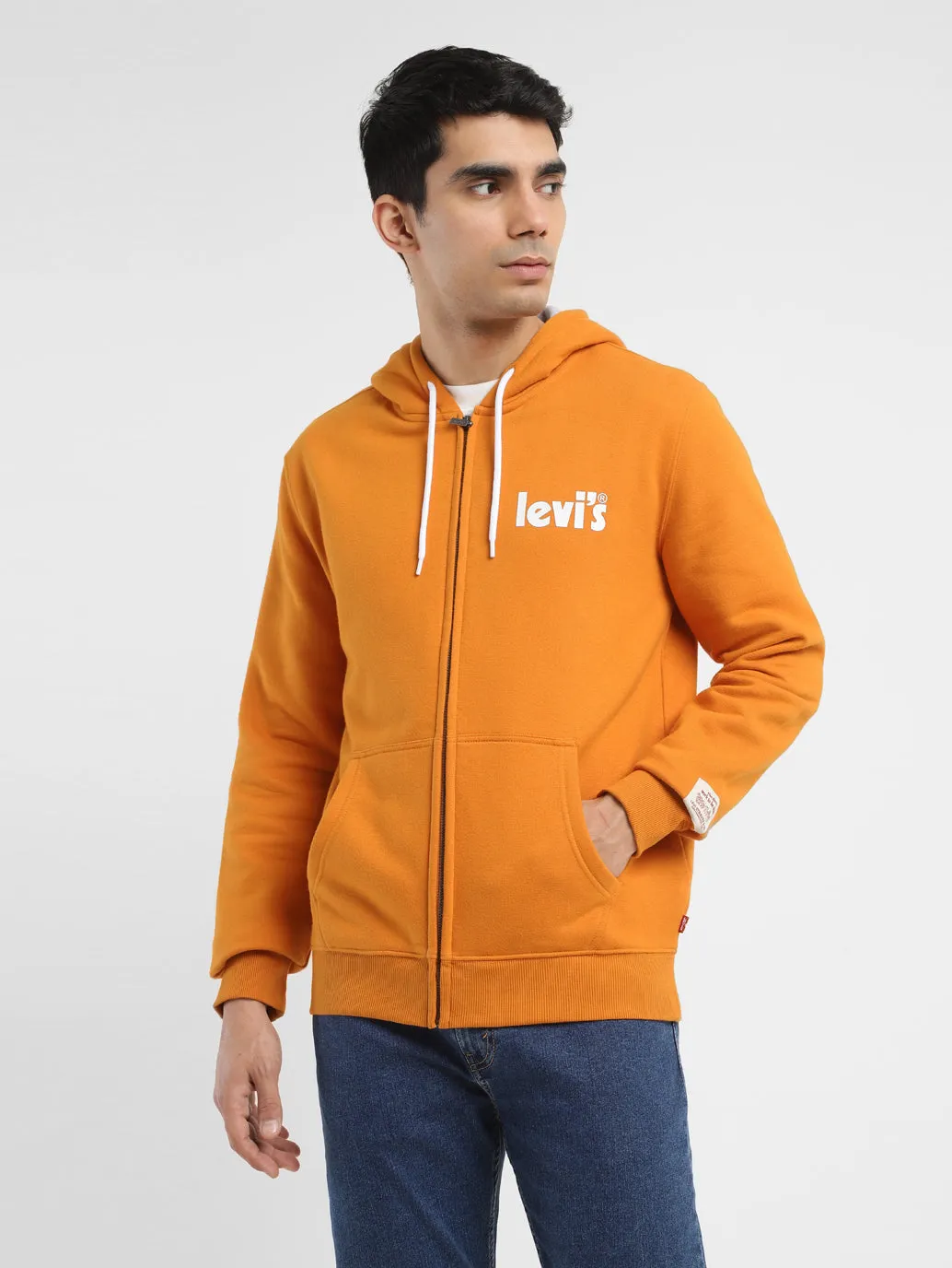 Men's Solid Orange Hooded Sweatshirt LEVI'S