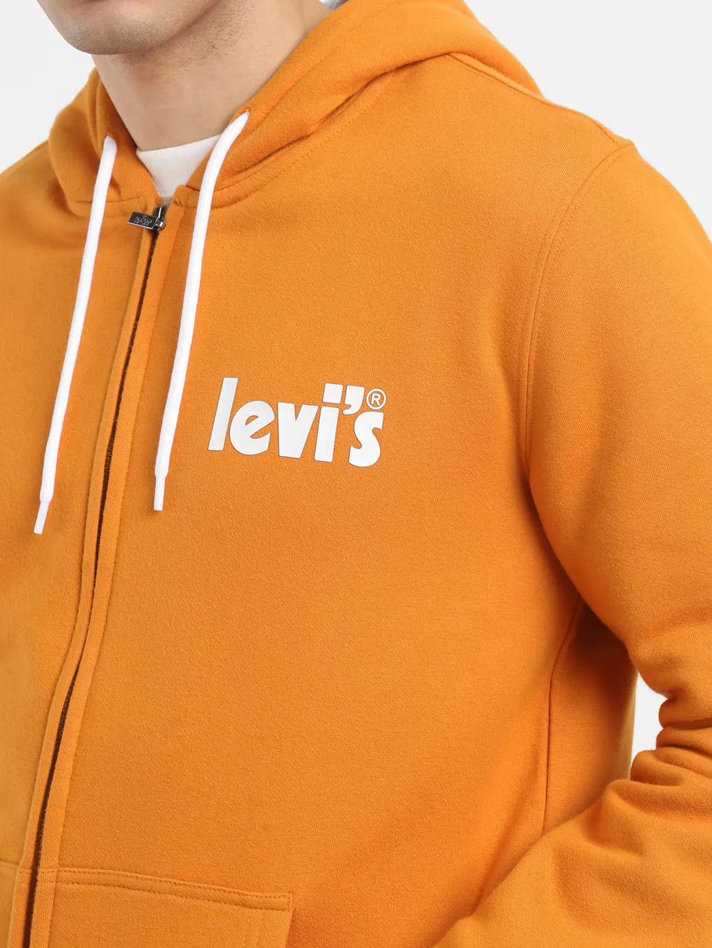 Men's Solid Orange Hooded Sweatshirt LEVI'S