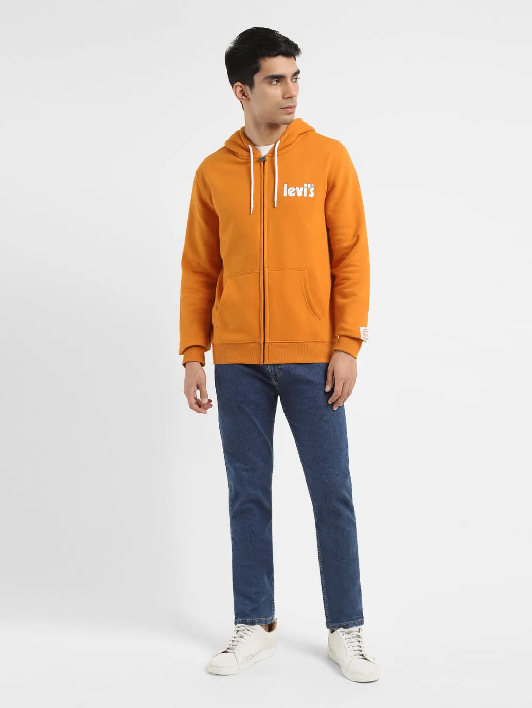 Men's Solid Orange Hooded Sweatshirt LEVI'S