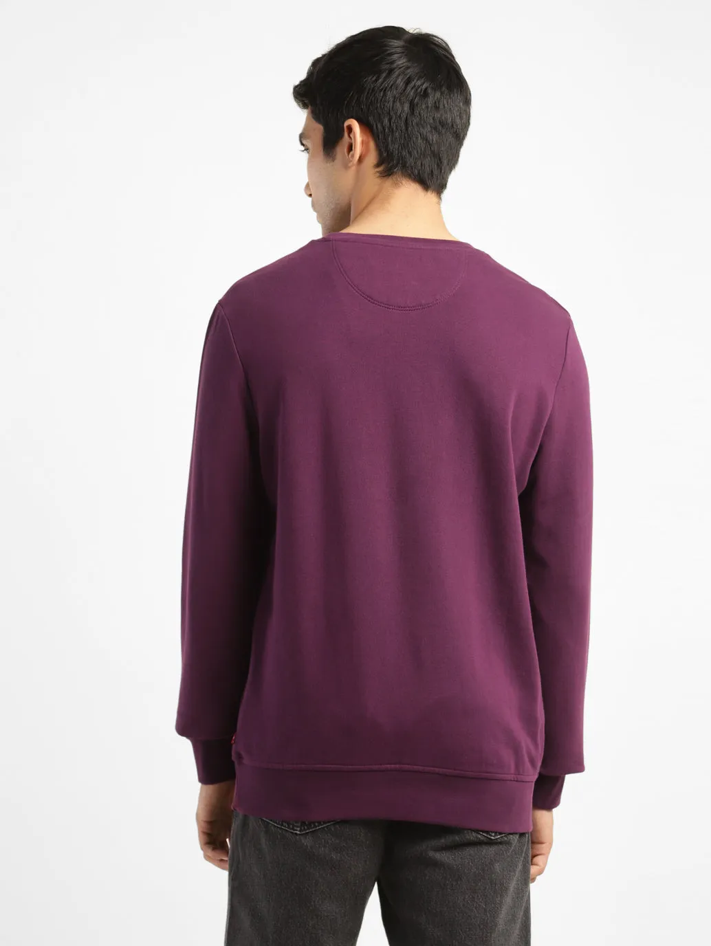 Men's Solid Purple Crew Neck Sweatshirt LEVI'S