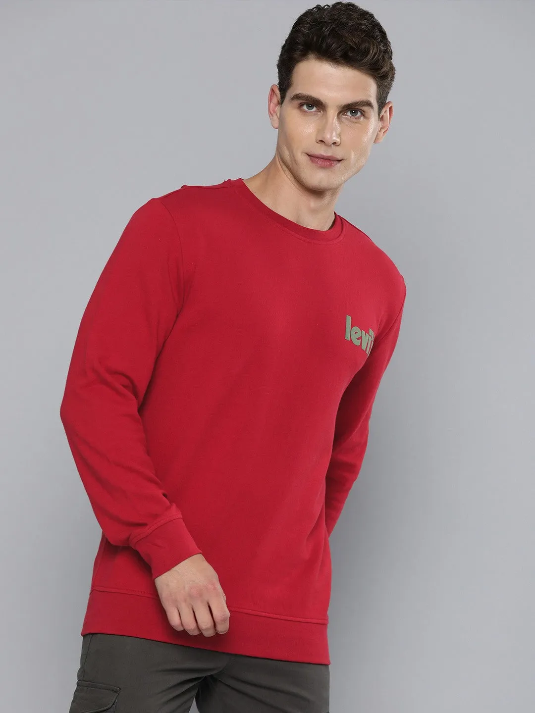 Men's Solid Red Crew Neck Sweatshirt LEVI'S