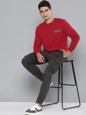 Men's Solid Red Crew Neck Sweatshirt LEVI'S