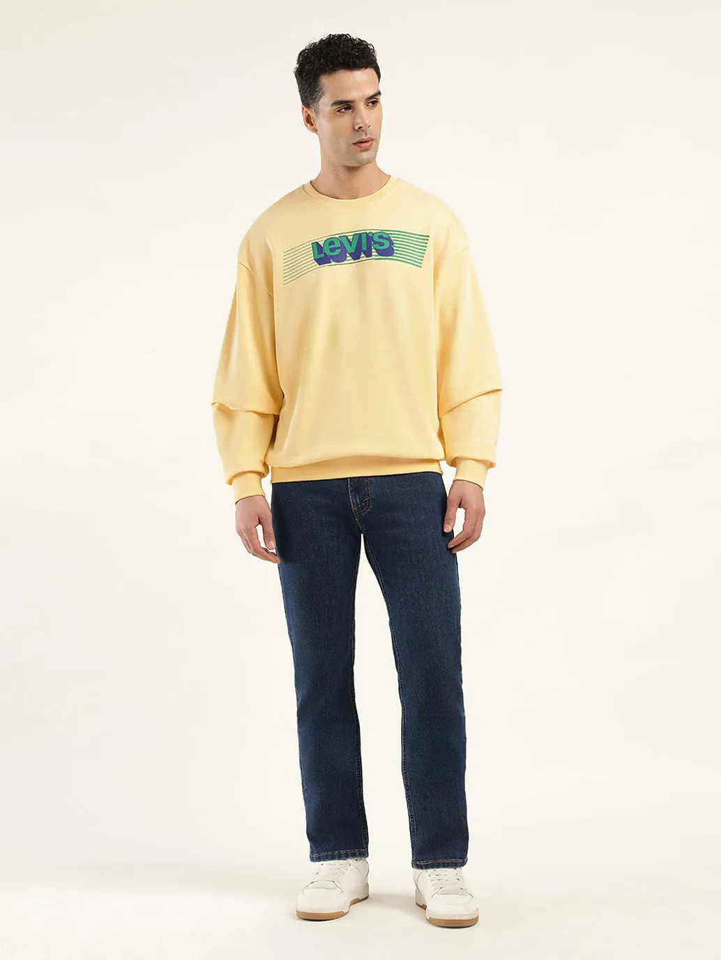 Men's Solid Yellow Crew Neck Sweatshirt LEVI'S