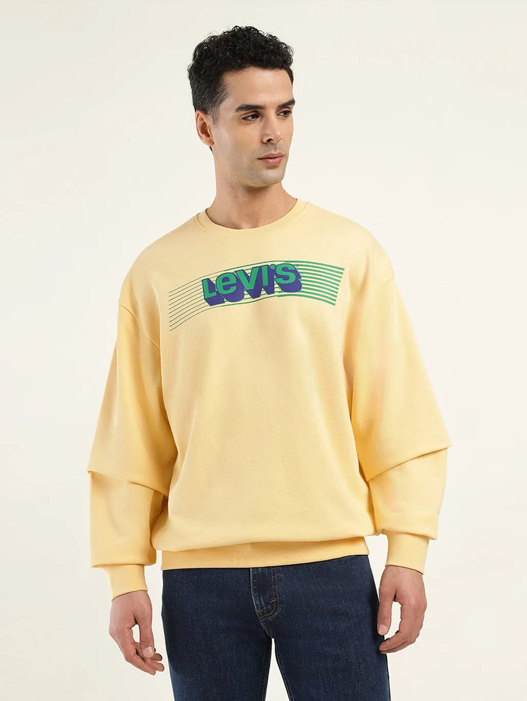 Men's Solid Yellow Crew Neck Sweatshirt LEVI'S