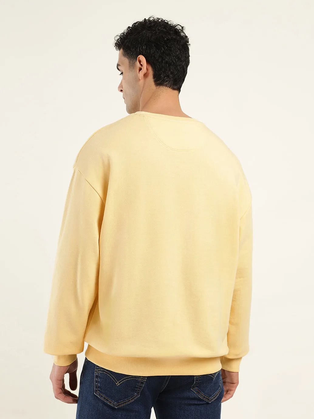 Men's Solid Yellow Crew Neck Sweatshirt LEVI'S