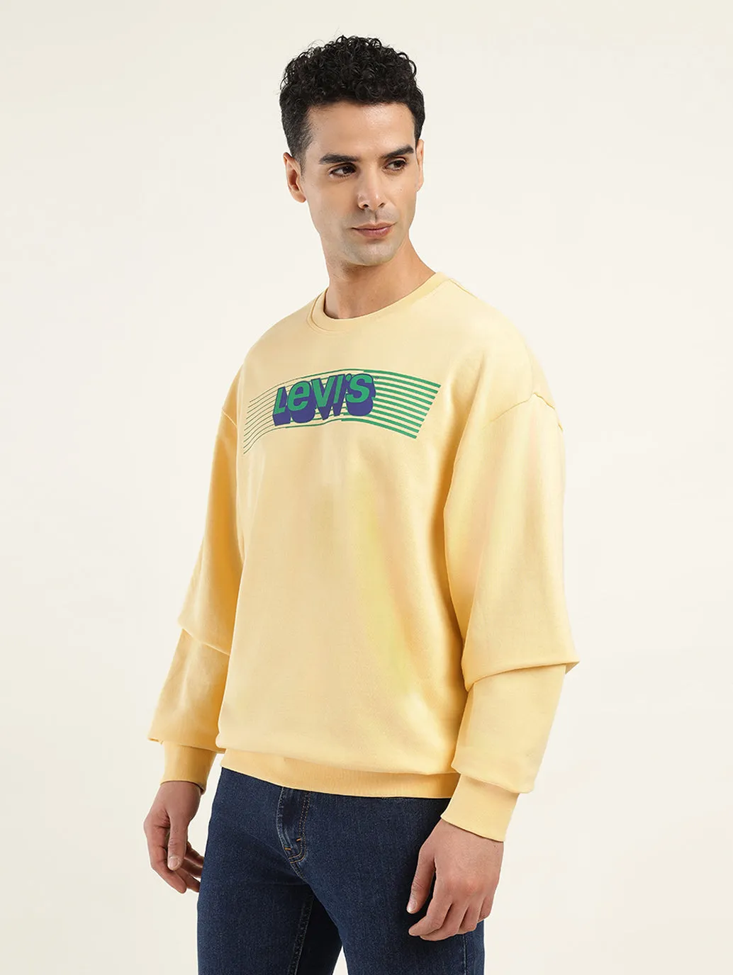 Men's Solid Yellow Crew Neck Sweatshirt LEVI'S