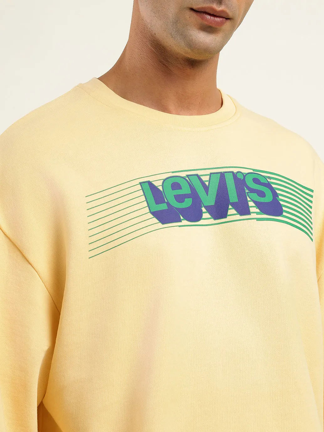 Men's Solid Yellow Crew Neck Sweatshirt LEVI'S