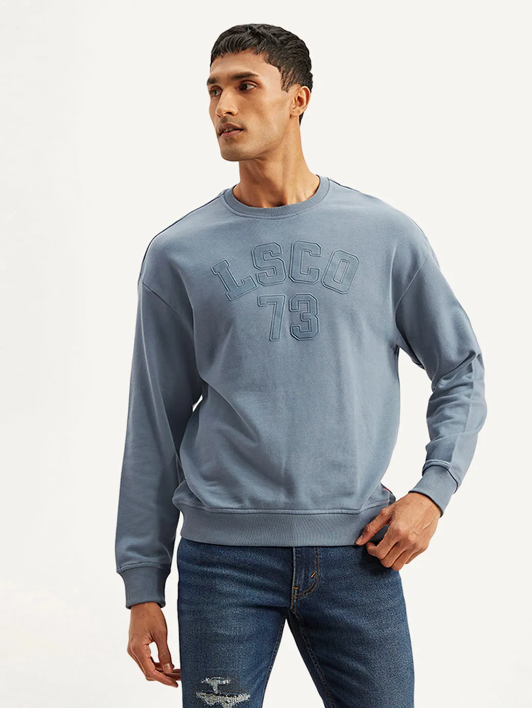 Men's Typographic Blue Crew Neck Sweatshirt LEVI'S
